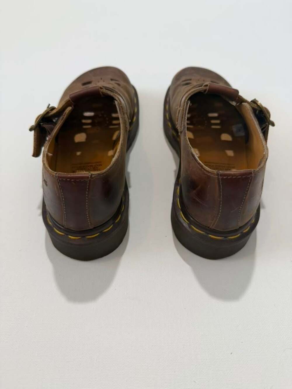True Vintage Dr. Martens Brown Leather Double Buckle Mary Jane Shoes Made In Eng - Picture 3 of 7